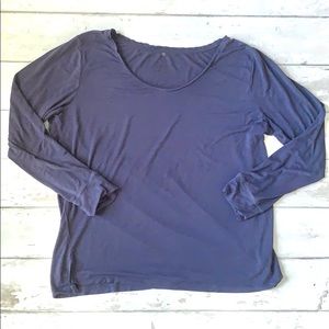 Women’s L/G Intima Blue Navy Long Sleeve Shirt Top Size Large